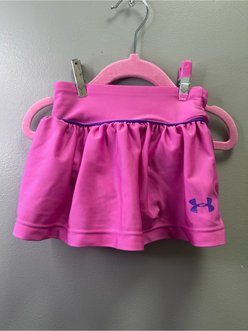 Under Armour Girls Pink Athletic Skort with Purple Logo